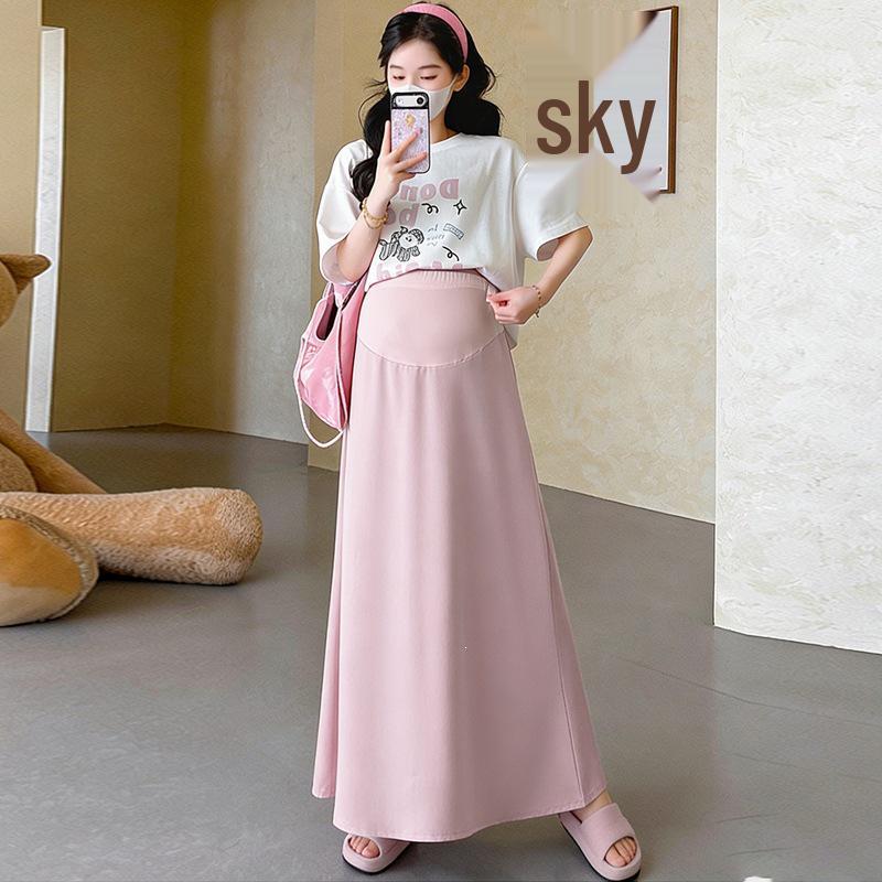 

2026 Summer Maternity Set: Round Neck Sweet T-Shirt & Slimming Loose Skirt 2XL