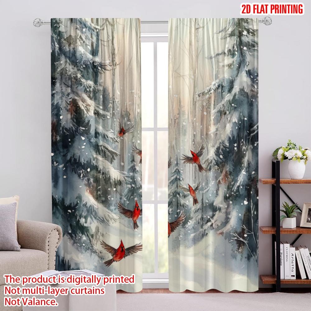 

2 шт., 2D плоская печать Шторы и оконный декор Кардинал Зимний танец Универсальная ткань (без удилища) Праздничный Идеально для 52.50 × 116.00 cm 2 pcs