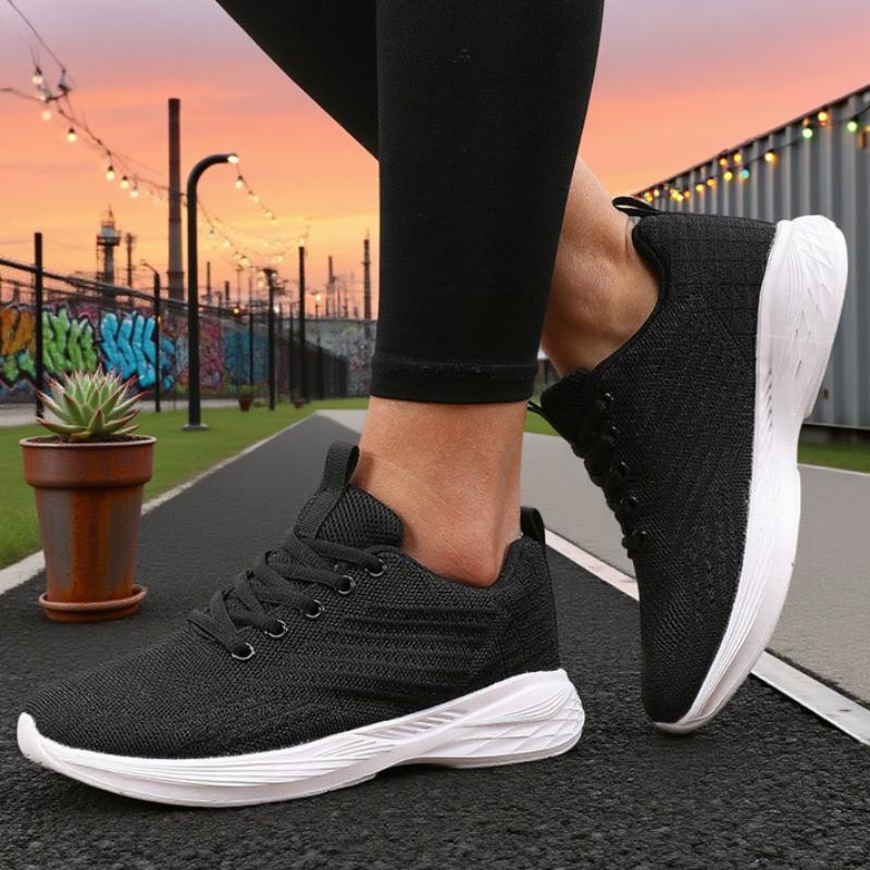 Women'S Knitted Mesh Sneakersfashionable Lace Up Casual Single Shoes Trendy Comfortable Breathable Walking Shoes Daily Use