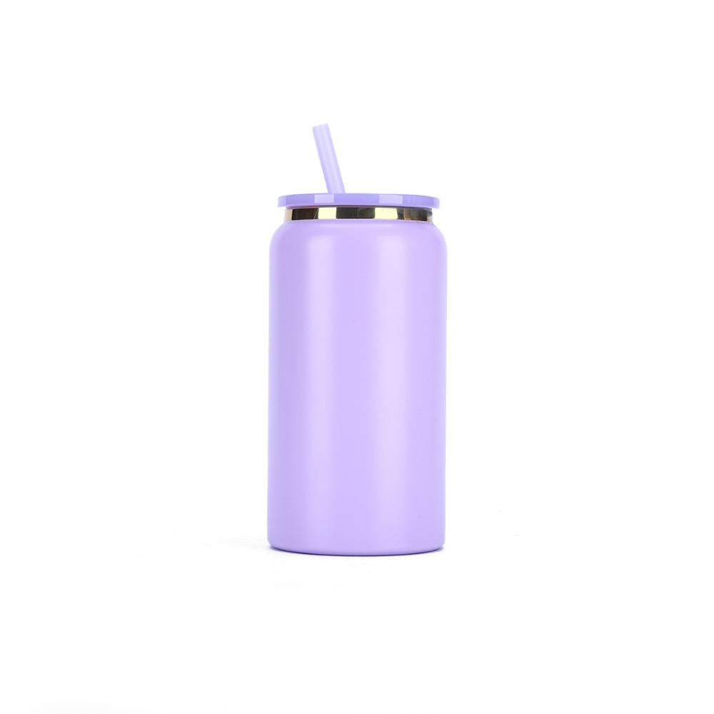 Stainless Steel 16oz Soda Can Cup Double-layer Gold Plated Tumbler Beer Cup Iced Coffee Mug High-capacity Vacuum Insulation Cup