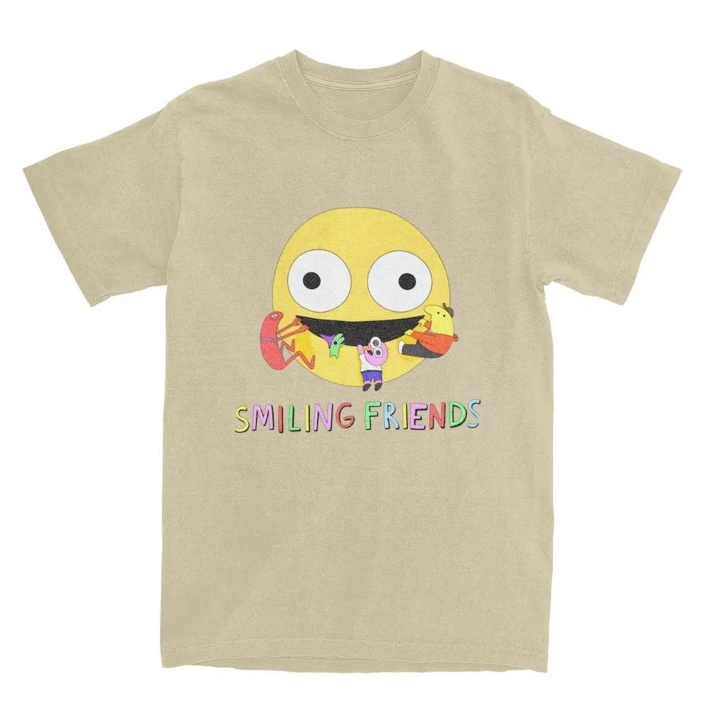 Men Women T-Shirt Smiling Friends Logo T-Shirts Harajuku Animated Television Summer Tee Shirt Custom Logo Pure Cotton Tops Gift