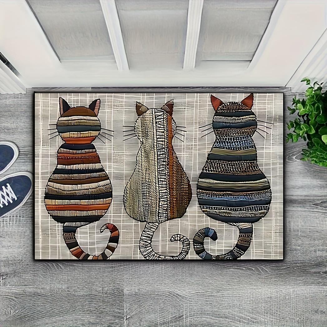 

VIKAMA Cartoon Striped Cat Carpet Simple Doormat Welcome Mat Kitchen Rug For Bedroom Carpet For Live Room Home Decor 40X60CM (1.3X2FT