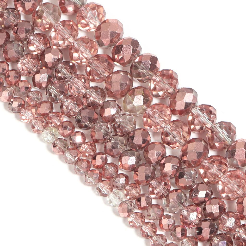 4/6/8mm Faceted Crystal Rondelle Beads Light Red Copper Glass Abacus Loose Spacer Beads for Jewelry Making DIY Bracelet Findings