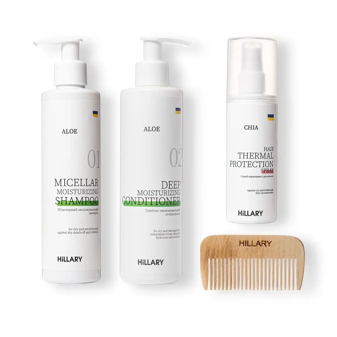 

Набір для сухого типу волосся Aloe Deep Moisturizing with Thermal Protection Hillary