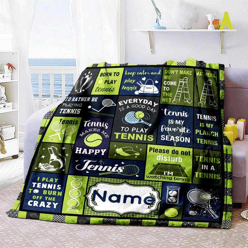 Tennis Theme Customize Your Name Home Blanket S Comfortable Soft Lightweight All Season Multipurpose Blanket For Picnics Couches Offices Beds Living