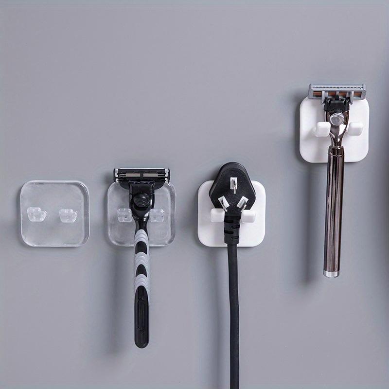 Waterproof Self-Adhesive Razor Hanger - Easy-to-Install Wall Hooks for Razors, Plugs, Bathrobes & Towels - Hypoallergenic