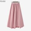 ZANZEA Women Casual Elastic Waist Loose Summer Long Skirts