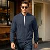 Men's Cotton Zip Long Sleeve Solid Loose Casual Jacket.