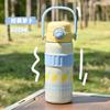 Kids Vacuum Insulated Stainless Steel Water Bottle With Straw Handle 600ml School Travel Girls Portable Thermos Cup