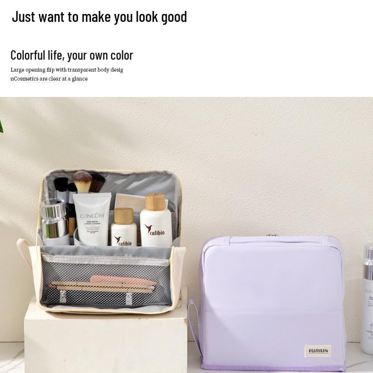 Large Capacity PU Travel Makeup & Pencil Case: Stand-up Bag with Compartments for Brushes & Palettes