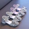 Girls' Small High-heeled Princess Shoes with rhinestones2026Summer Little Girl's Rhinestone Big Bow Performance Shoes Crystal Shoes