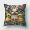 Easter Bunny Pillowcase Imitation Embroidery Lamb And Chick Print Pillowcase Farmhouse Throw Pillow Cover for Parties Living Room Couch Sofa Decor