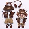 Retro motorcycle wind doll coat pants children's hats headphones glasses 15-17cm rag plush blind box doll dress up accessories
