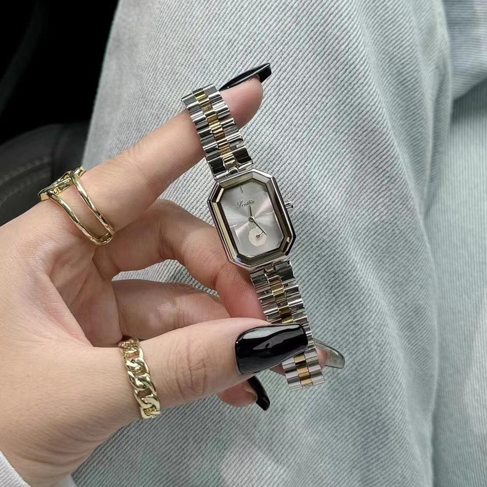 Square Small Dial Steel Belt Women'S Watch Independent Second Dial 9610C
