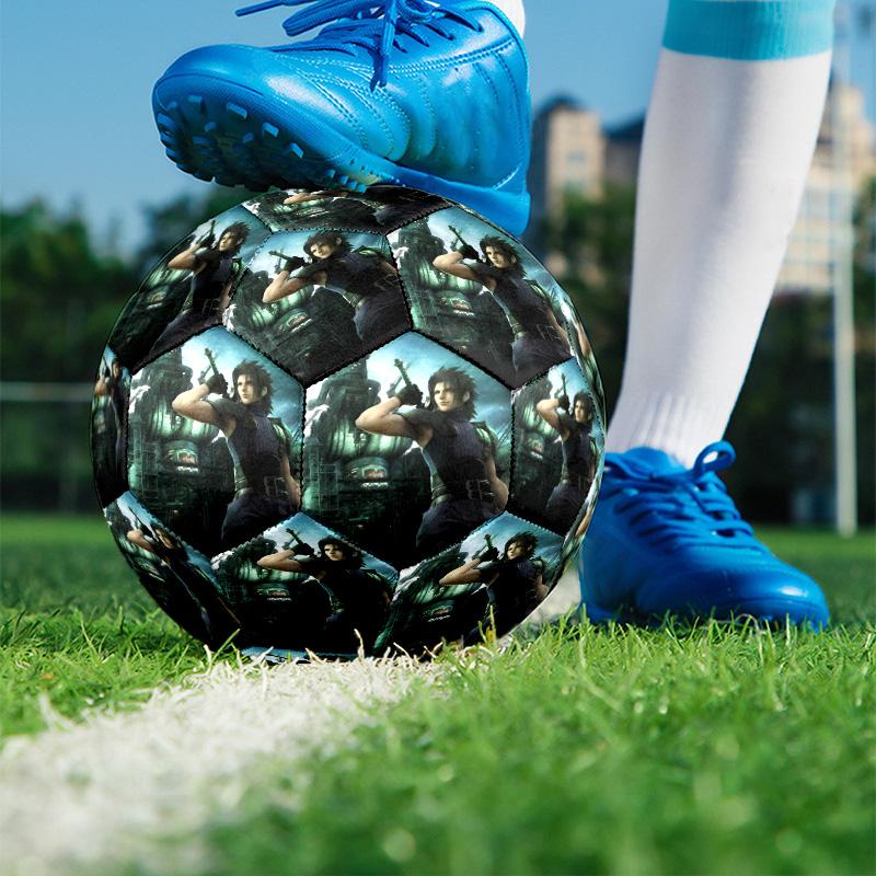 Final Fantasy Print Size 5 Soccer Ball, PU Wear Resistant Football for Match Training and Daily Practice, Birthday Gift for Soccer Fans