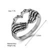Vintage Fashion Distress Skeleton Hand Heart Gesture Finger Ring Jewelry for Unisex Hip-hop Personality Party Gift