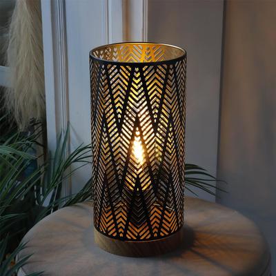 JHY DESIGN Battery-operated LED Table Lamp, 19cm Tall, Stylish Indirect Lighting, Decorative Lamp, Retro Style, Wooden Base, Suitable for Bedrooms, Ja
