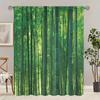 2 Stück Vorhänge mit grünem Bambuswald-Druck, Stangentaschenvorhänge, Schlafzimmer und Wohnzimmer, Heimdekoration, Raumdekoration