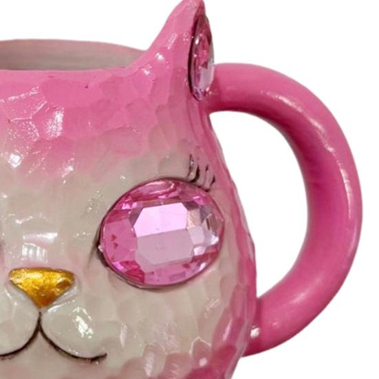 Handmade Resin Cat Face Water Cup Geode Kitten Mug Unique Artistic Drinkware Insulated Coffee Cup for Cat Lovers Mineral Collectors