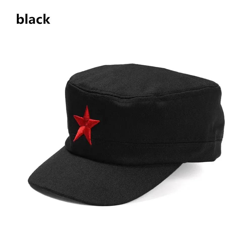 Unisex Cotton Men Cap Spring Summer Beach Outdoor Street Street Cool Church Sunhat Flat Top Hat With Red Star Dropshipping