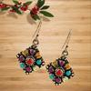Stylish Bohemian Rhombic Colorful Rhinestone Charm Hook Earrings Women Party Jewelry Jewelry Gift