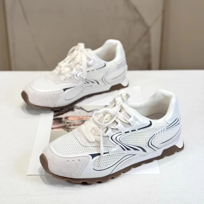 Fashion 2025 Brand Ladies Shoes Lace-up Women's Vulcanize Shoes Fashion Color Matching Casual New Breathable Comfortable Mesh Sneakers
