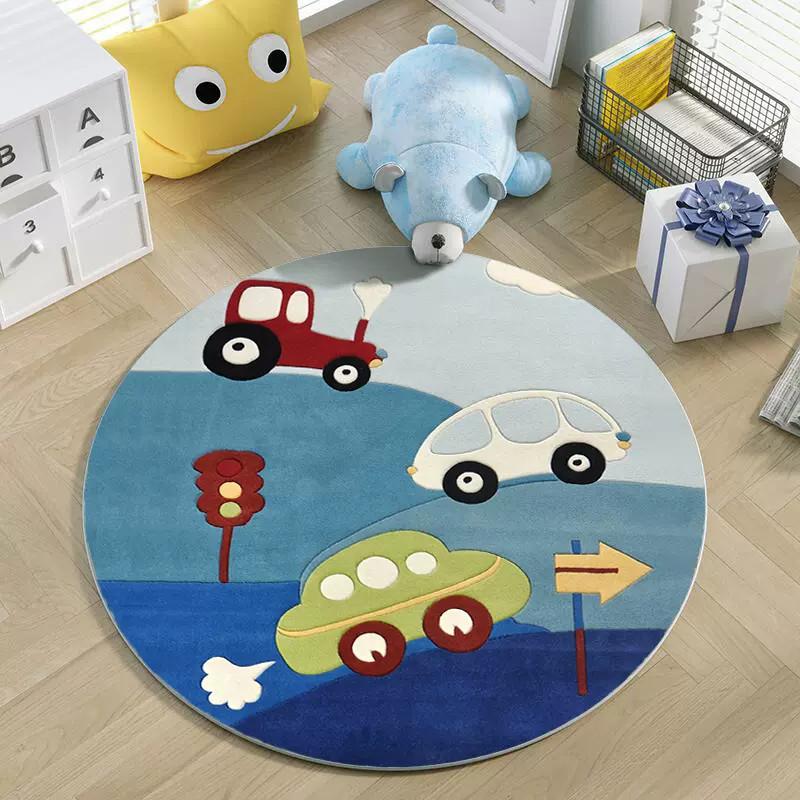 Round Cartoon Plush Carpets Cute Children's Room Decoration Rug Large Area Living Room Rugs Bedroom Bedside Carpet Washable Mats