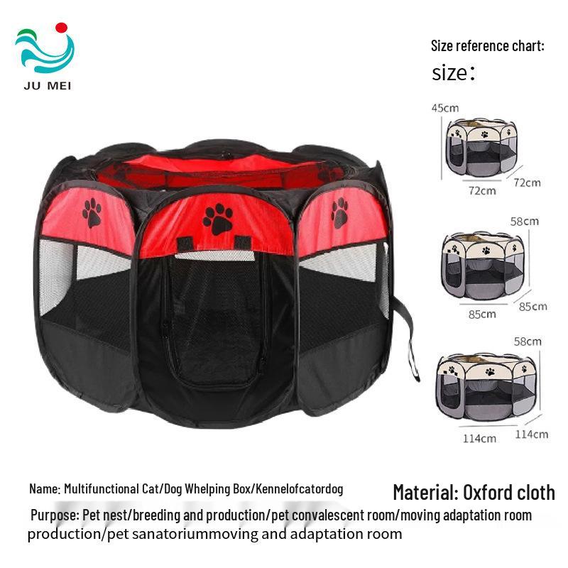 Tragbares achteckiges Haustierzelt: Faltbarer Katzen- und Hundekäfig aus Oxford-Stoff