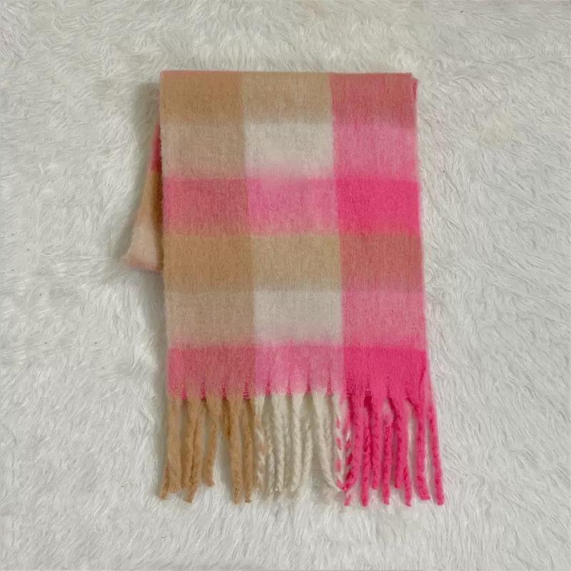 Rainbow Colorful Tassel Scarf Ladies Chic Trend Women'S Scarves Imitation Cashmere Plaid Muffler Warm Thick Female Wrap