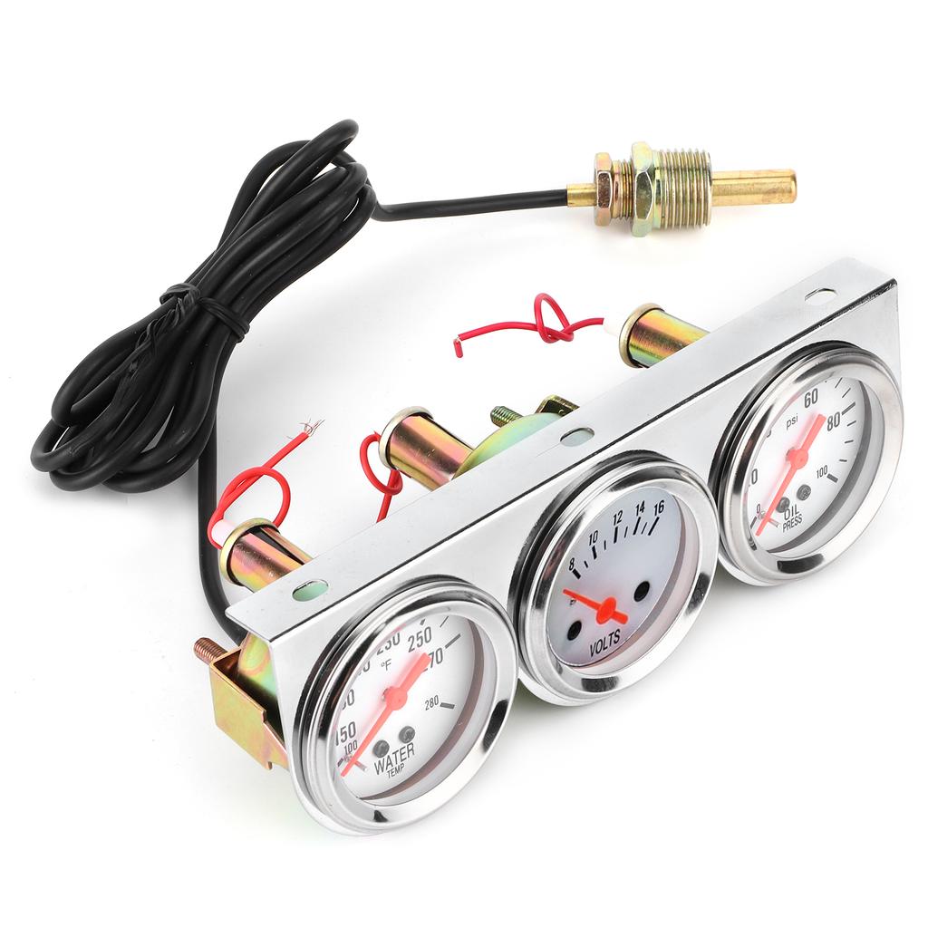 Universal 3 In 1 Gauge Set Water Temp VoltsOil Press 52mm Meter Mechanical Instrument