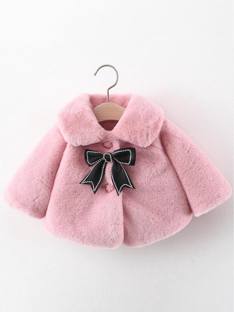 Girls' Thickened Cotton-Padded Faux Leather Jacket - Autumn/Winter Outerwear for Toddlers and Children