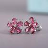 Blue Flower Stud Earrings for Women Delicate Daily Jewelry
