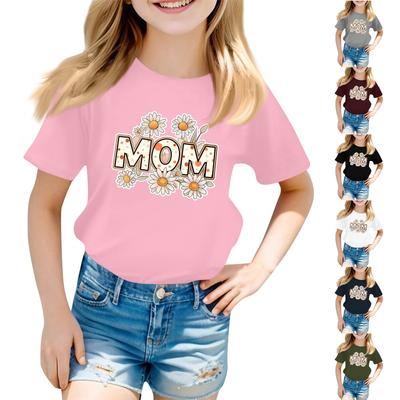 Children's Fashion Daily Printed Round Neck Short Sleeved Casual T-shirt Top
