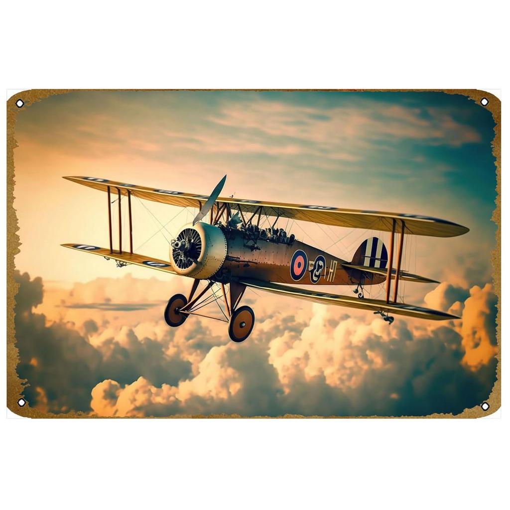 Military Metal Tin Signs Fight Plane Wall Art Poster Plaque Vintage Iron Painting Decoration for Home Cafe Washing Room Club