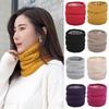 Winter Women Men Solid Color Thickened Fleece Knitted Neckerchief Warm Scarf