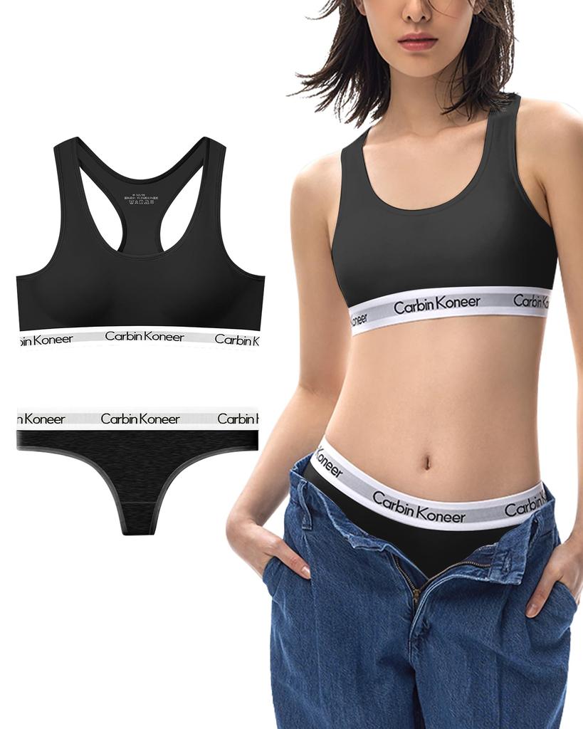 VICHERIA Sports Bra Set with Wireless Sports Bra Set for Sports and Gym Wear Women's T-Back [Cotton, Wireless, Comfortable] Women's