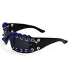 Cyberpunk Y2K Frameless Punk Flash Diamond Sunglasses Metal Ring Rivet Retro Futuristic Party Sunglasses