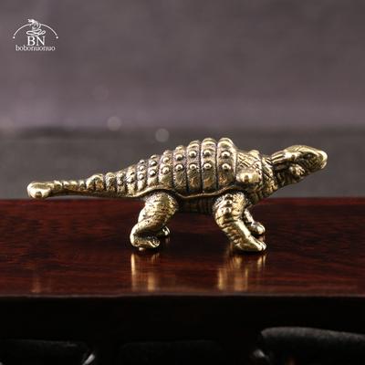 Mässing Jurassic Dinosaurie Ankylosaurus Liten Staty Kontors Skrivbords Prydnader Te Husdjur Hantverk Djurfigurer Miniatyrer Leksak