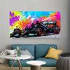 Nowoczesne popularne kolorowe malarstwo na płótnie, samochód wyścigowy, sztuka ścienna, plakaty graffiti, obraz do salonu, wystrój domu