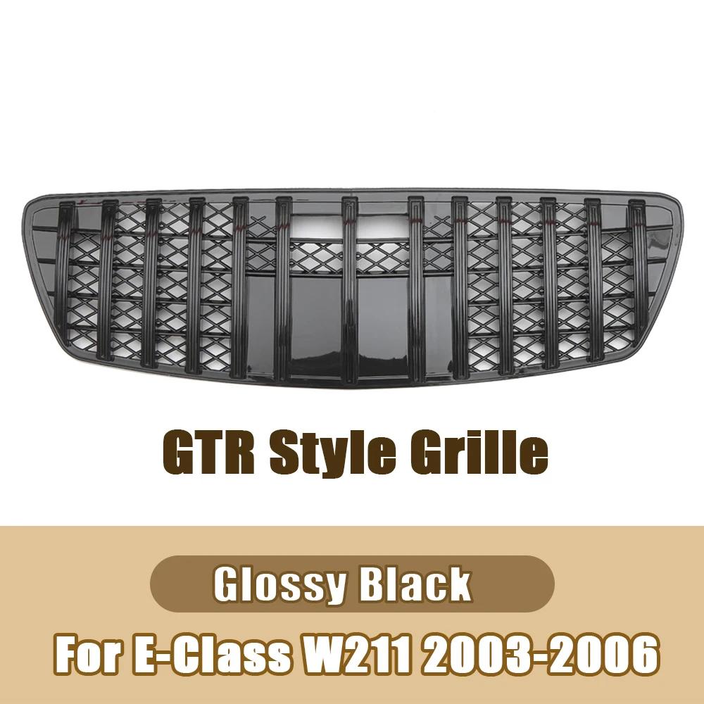 XVIP Chrome Black GTR Style Upper Grille For Mercedes Benz E-Class W211 E320 E350 E55 AMG 2003-06 Racing Grilles Car Accessories