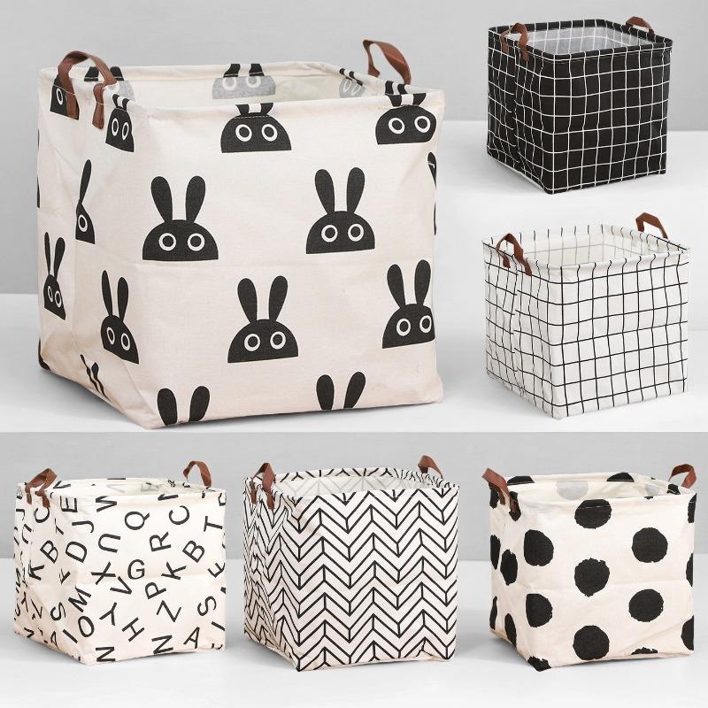 Cotton and Linen Waterproof Large Storage Household Moving Quilt Clothes Cabinet Foldable Dirty Laundry Basket Desktop Storage Box