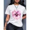 European Size Plus Size - Women'S Oversized T-Shirt - Loose Fit Casual Everyday Tee with Pastel Floral-like Geometric Print