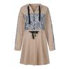 Women's  Leopard Print Patchwork Long-sleeved Hooded Zipper Waist Dress