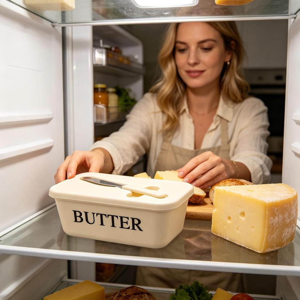 Food Grade Butter Dish With Cutter Airtight Large Capacity Cute Butter Box For Kitchen Farmhouse Dining Room Refrigerator