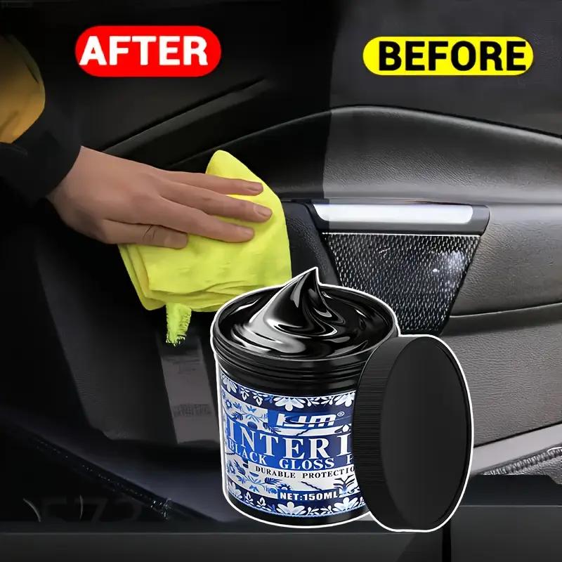 Black Plastic Restoration Cream 150ml - Renews Dashboards, Tires, and Trim Strips, Enhances Brightness and Prevents Dulling