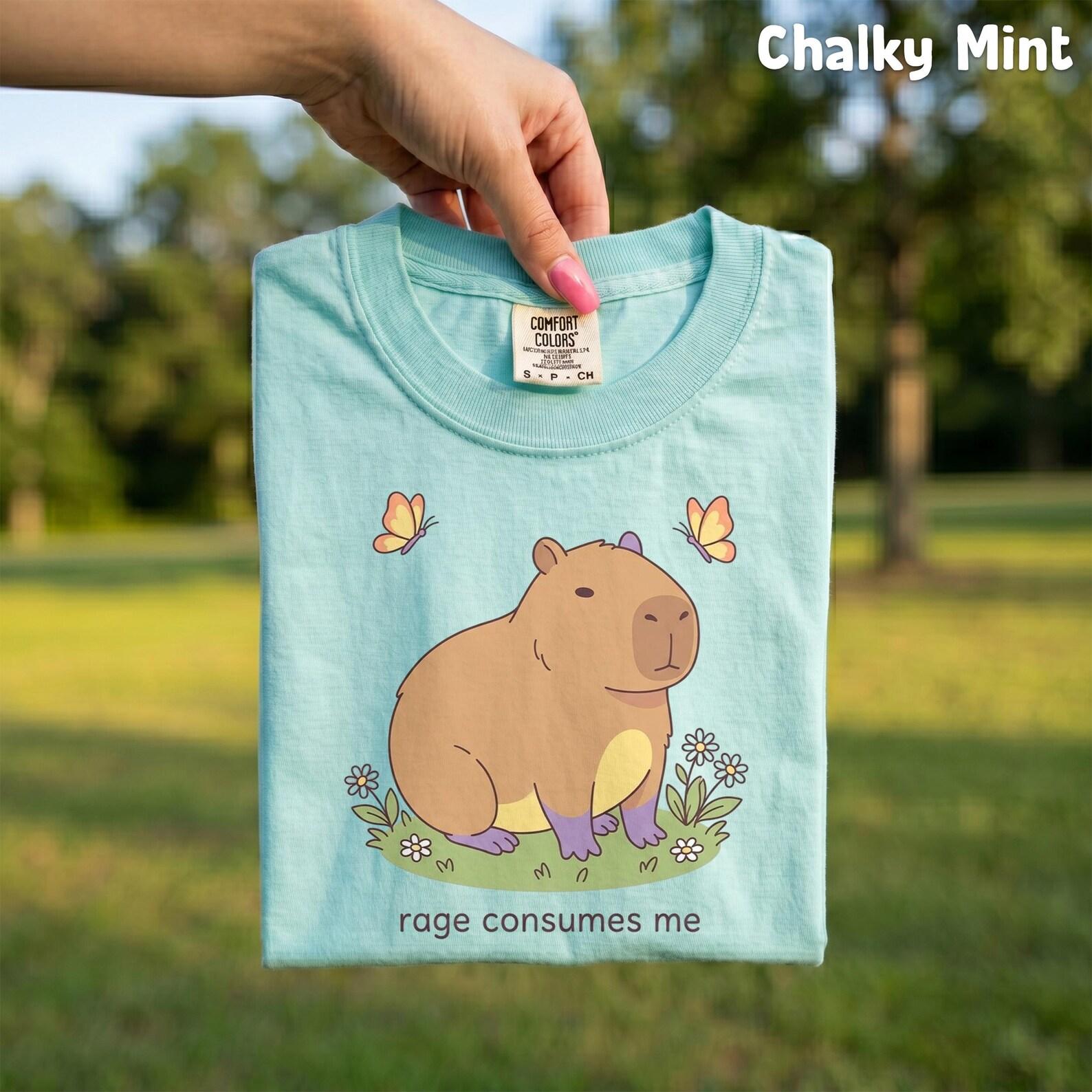 Comfort Colors® Funny Capybara Meme Shirt Rage Consumes Me, Unhinged Capybara Tee, Weird Humor T-Shirt, Sarcastic Capybara Lover Gift S