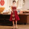 Toast Bride 1011 Summer New Red Large Size Long Tassel Wedding Return Engagement Dress Women