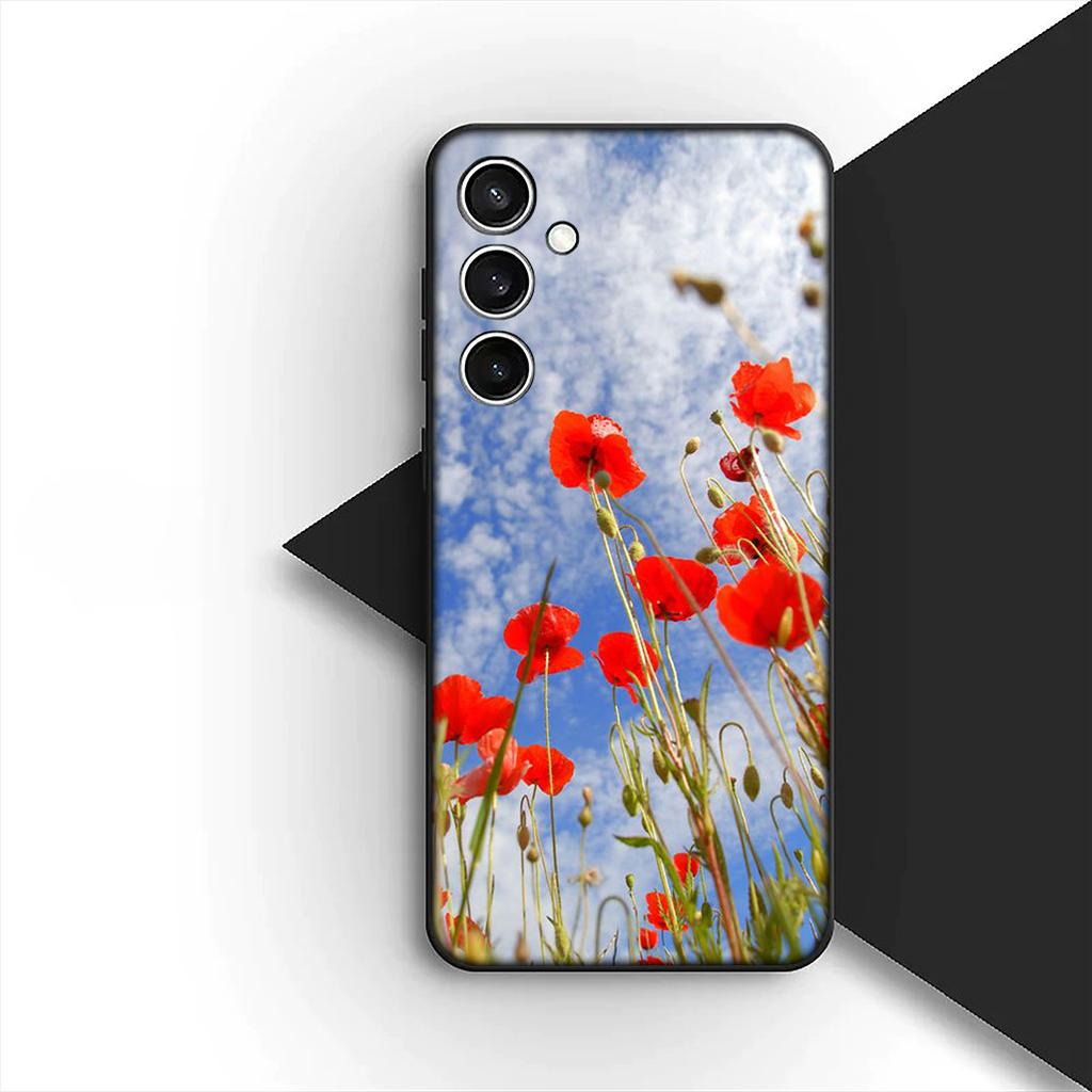 Cover for Apple iPhone 12 13 Pro XS Max Mini ProMax X XR Air 13Pro Casing Phone Case Red P-Poppys Flower Bloom Elegant