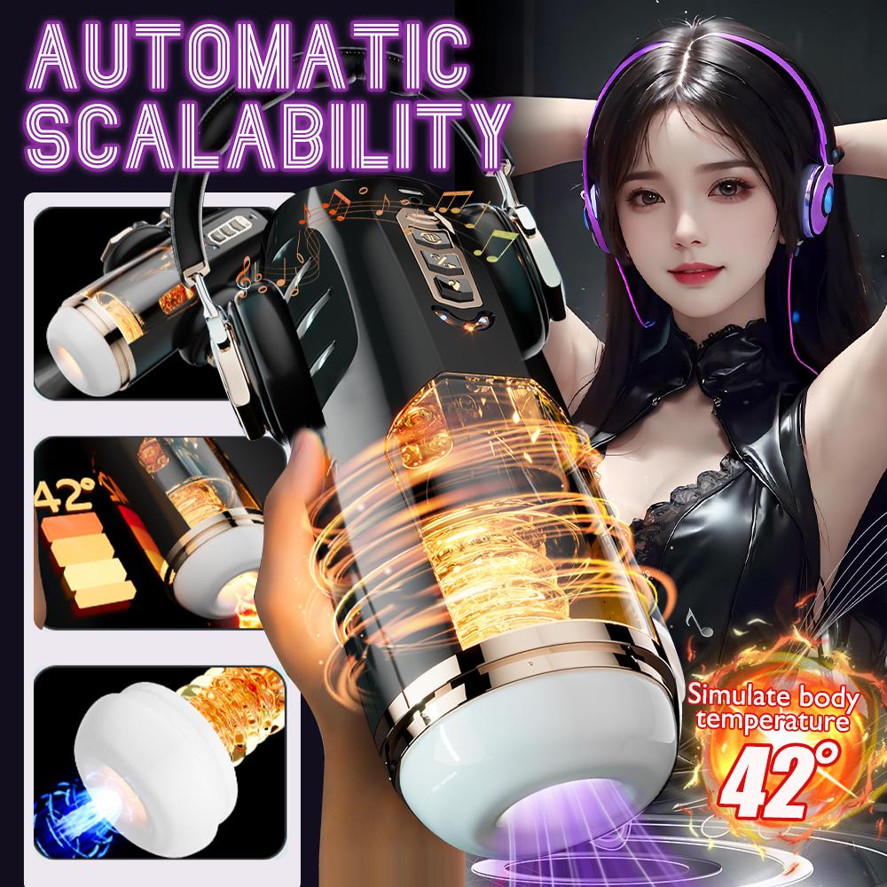 Automatic Heating Male Masturbator Cup for Men Telescopic Rotation Pocket Pussy Vagina Penis Trainer Sex Machine Sex Toy for Men