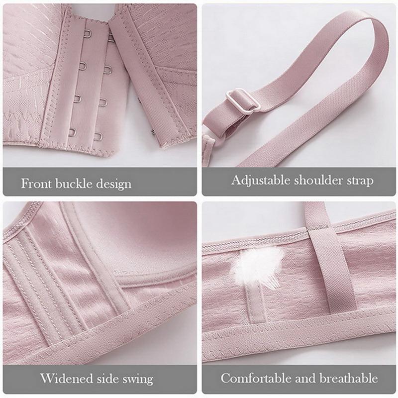 Women Front Buckle 36-44 B C Large Size Bras Solid Color Brassiere Wireless Bralette Seamless Mother Middle Aged Underwear Bra